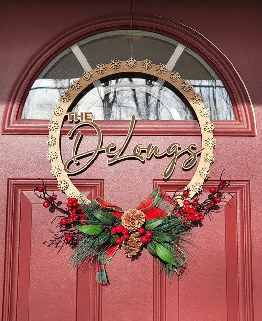 Wooden Door Wreath - Custom Name