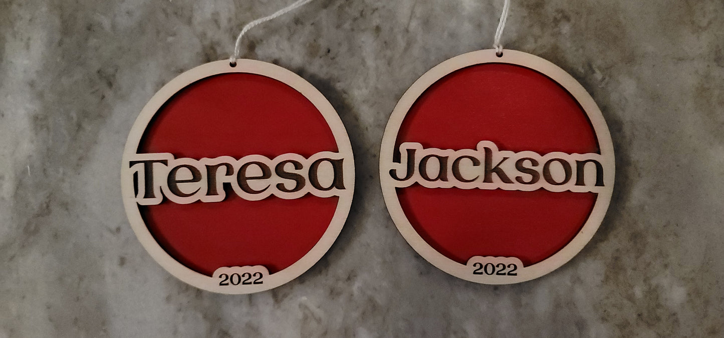 Wooden Ornament/Gift Tag - Custom Name